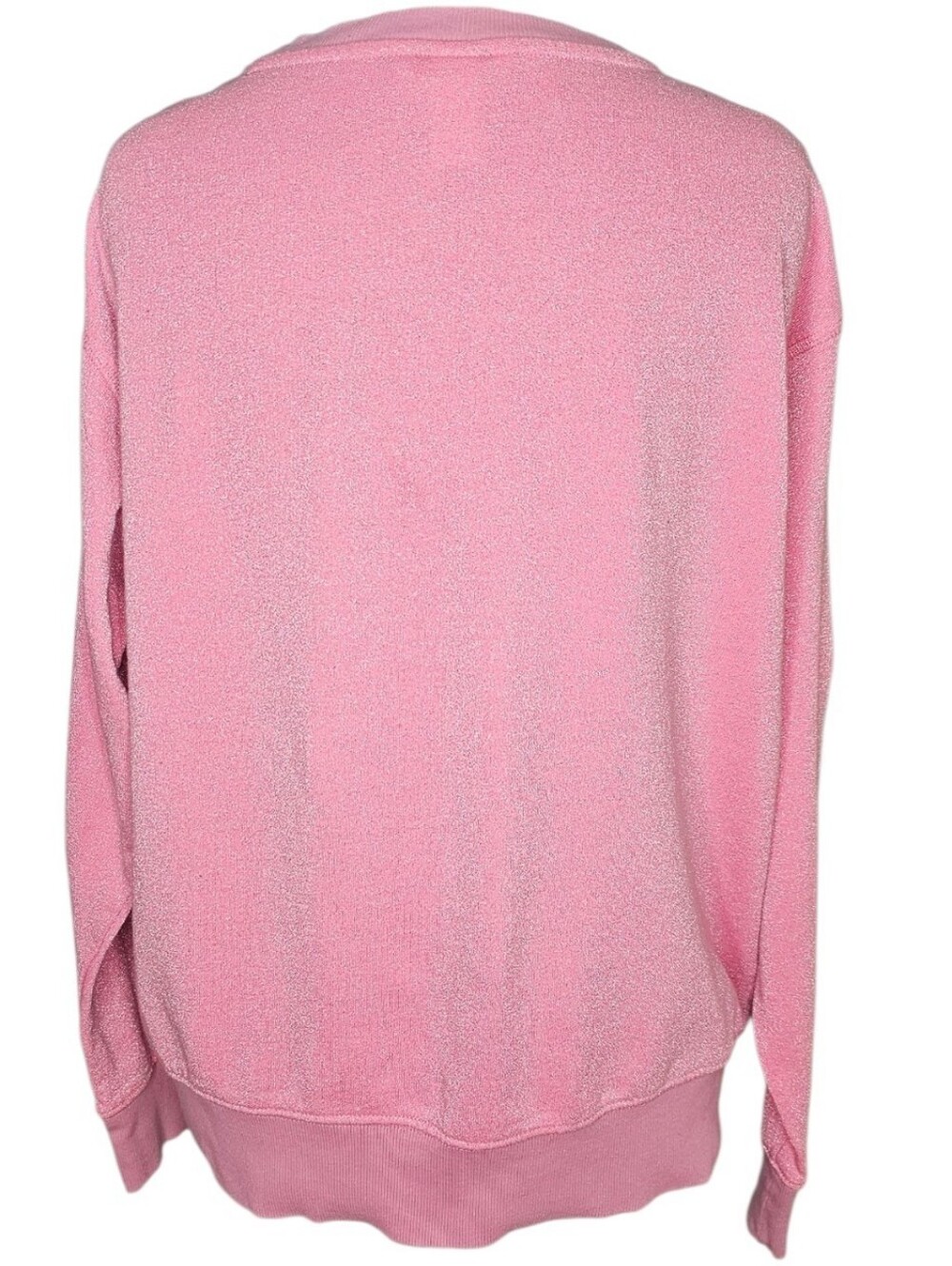 H&M Pink Metallic Shimmer Embroidered Poppy Floral Ribbon Sweatshirt L - Picture 3 of 6